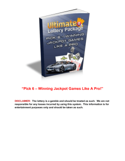 Pick 6 &ndash; Winning Jackpot Games Like A Pro!
