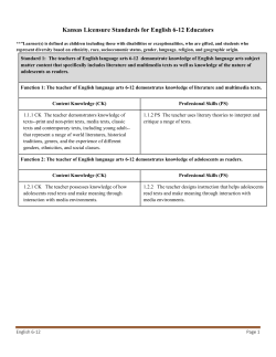 Kansas Licensure Standards for English 6-12 Educators