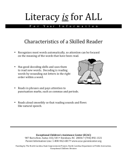 Characteristics of a Skilled Reader