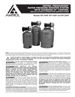 AMTROL PRESSURISER&reg; WATER PRESSURE BOOSTER