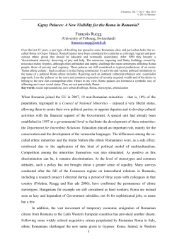 Gypsy Palaces: A New Visibility for the Roma in Romania? Fran&ccedil;ois