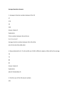 Average Questions Answers 1. Average of all prime numbers