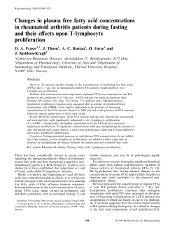 Changes in plasma free fatty acid concentrations in rheumatoid