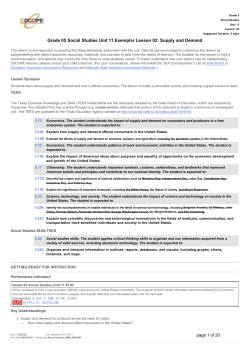 Grade 05 Social Studies Unit 11 Exemplar Lesson 02: Supply and