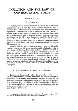 Inflation and the Law of Contracts and Torts