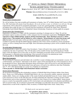 1ST ANNUAL JIMMY DERRY MEMORIAL SCHOLARSHIP GOLF