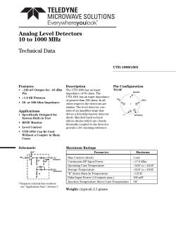 Analog Level Detectors 10 to 1000 MHz Technical Data