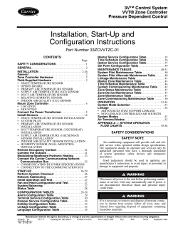 Installation, Start-Up and Configuration Instructions