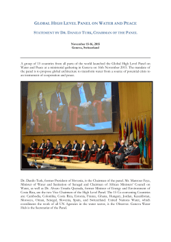 GLOBAL HIGH LEVEL PANEL ON WATER AND PEACE