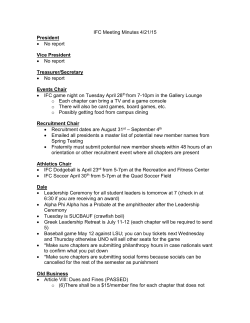 IFC Meeting Minutes 4/21/15 President &bull; No report Vice President