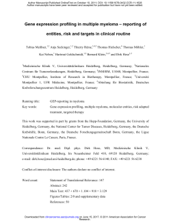 Gene expression profiling in multiple myeloma