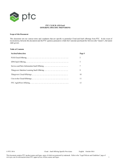 PTC CLOUD AND SaaS OFFERING SPECIFIC PROVISIONS Scope