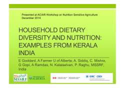 household dietary diversity and nutrition: examples from kerala india