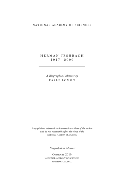 herman feshbach 1917&mdash;2000 - National Academy of Sciences