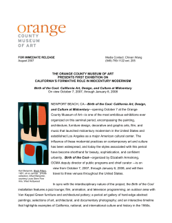 FOR IMMEDIATE RELEASE - Orange County Museum of Art