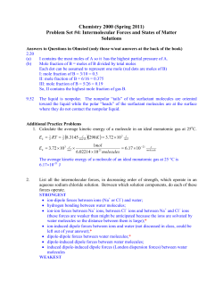 Chemistry 2000 (Spring 2011) Problem Set #4: Intermolecular