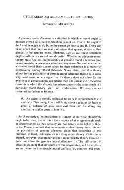 UTILITARIANISM AND CONFLICT RESOLUTION Terrance C