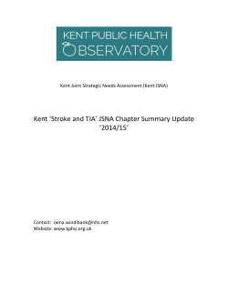 Kent `Stroke and TIA` JSNA Chapter Summary Update `2014/15`