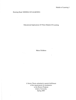 Educational Implications Of Three Models Of Learning