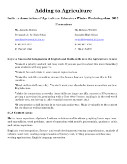 Adding to Agriculture - Indiana Agriculture Education