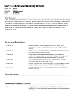 Unit 1: Chemical Building Blocks