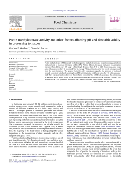 Pectin methylesterase activity and other factors affecting pH and