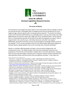 Causes of Obesity - University of Vermont