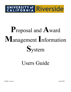 Proposal and Award Management Information System Users Guide