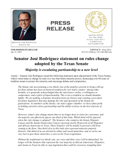 Senator Jos&eacute; Rodr&iacute;guez statement on rules change
