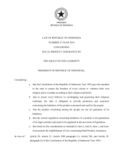 law of republic of indonesia number 33 year 2014 concerning halal