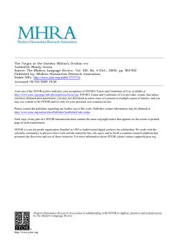 The Virgin in the Garden: Milton`s Ovidian eve Author(s): Mandy