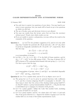 EXAM GALOIS REPRESENTATIONS AND AUTOMORPHIC FORMS