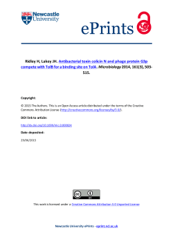 Ridley H, Lakey JH. Antibacterial toxin colicin N and phage protein