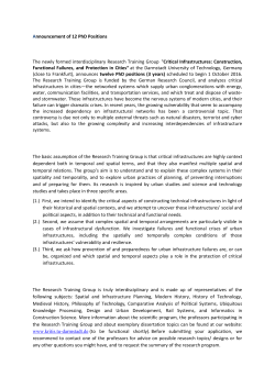 Announcement of 12 PhD Positions The newly formed