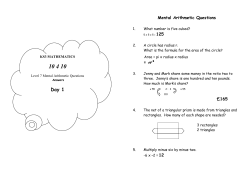 Mental Arithmetic Questions = &pi;r&sup2; &pound;165