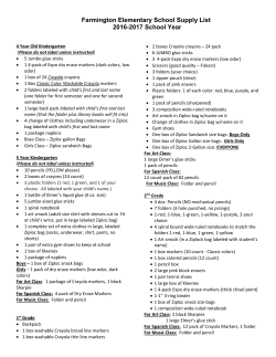 Farmington Elementary School Supply List