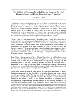 The Antidote to Patronage, Power Politics, and Structural Poverty