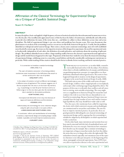 Affirmation of the Classical Terminology for Experimental Design via