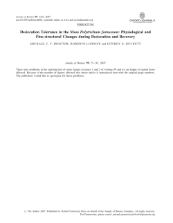 Desiccation Tolerance in the Moss Polytrichum