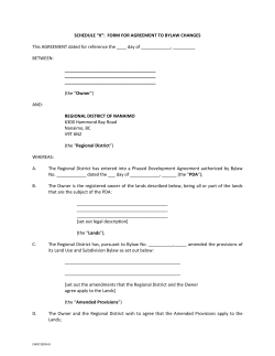 Schedule X Form for Agreement to Bylaw Changes