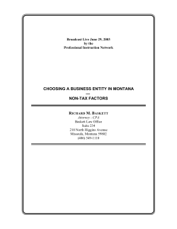choosing a business entity in montana &mdash; non