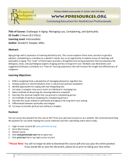 Title of Course: Challenges in Aging: Managing Loss, Complaining