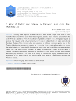 A View of Dialect and Folklore in Hurston`s their Eyes Were