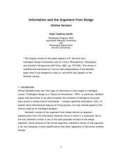 Information and the Argument from Design - Peter Godfrey