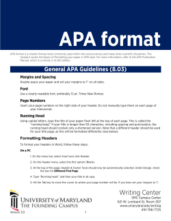 APA Format: UMB Writing Center - University of Maryland, Baltimore