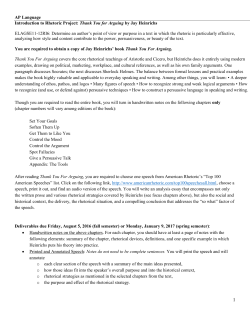 AP Language Introduction to Rhetoric Project: Thank You for