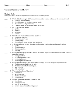 Chemical Reactions Test Review