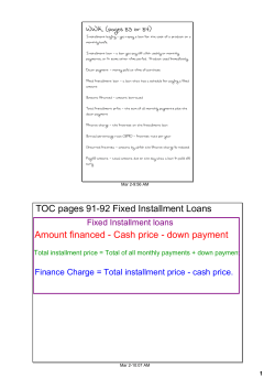 TOC pages 9192 Fixed Installment Loans Amount financed Cash