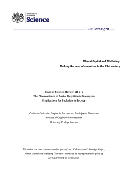 Mental Capital and Wellbeing - Institute of Cognitive Neuroscience