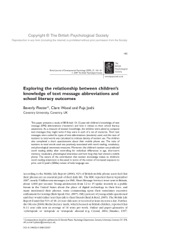 Exploring the relationship between children`s knowledge of text